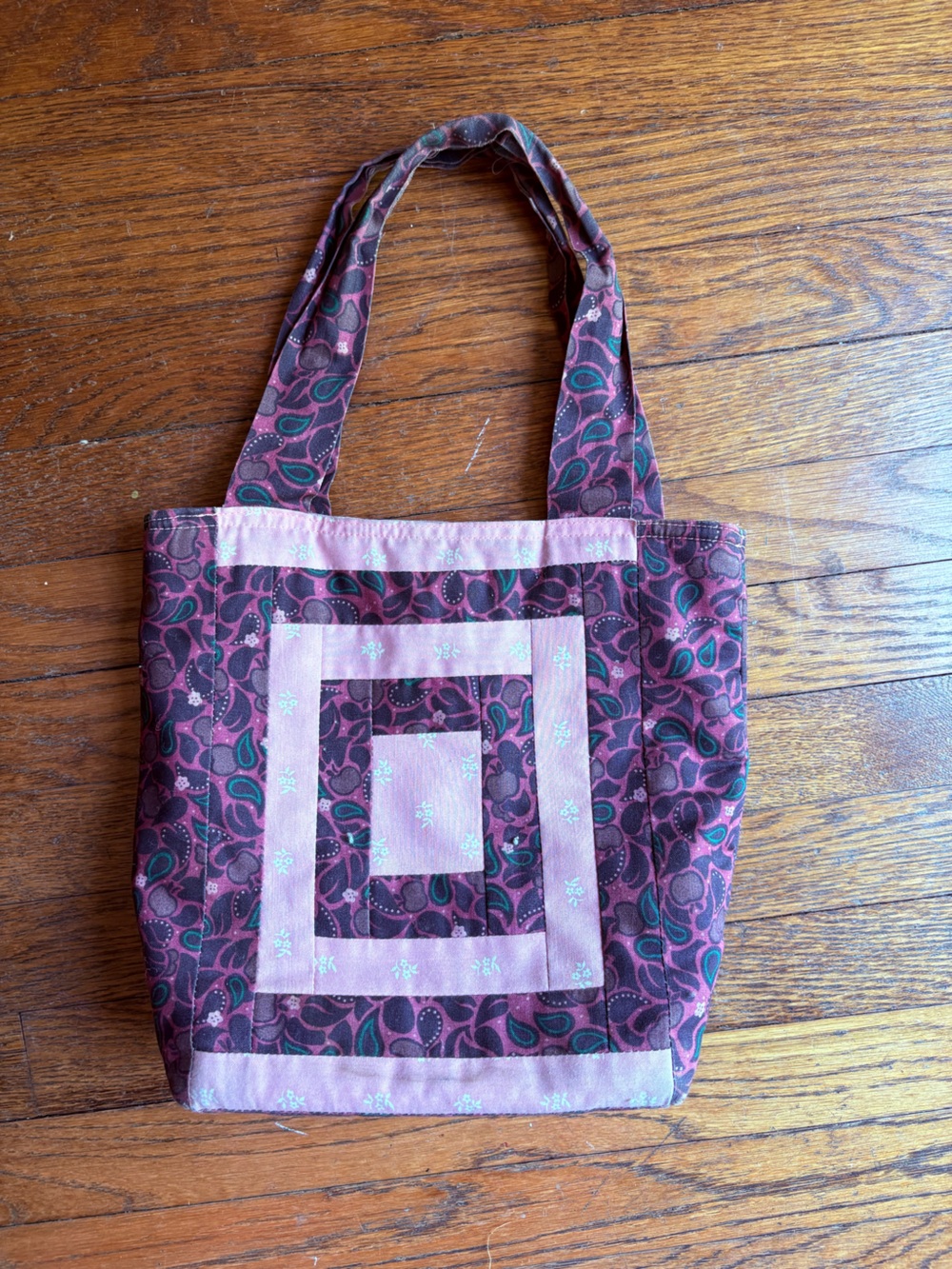 Handmade Pink & Burgundy Quilted Tote Bag - Picture 3 of 5